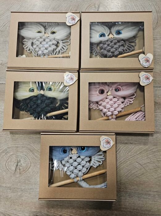 Makramee-Eule aus Baumwollgarn