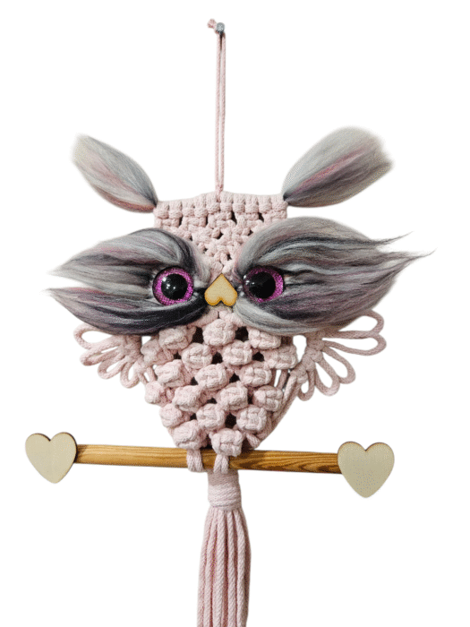 Makramee-Eule aus Baumwollgarn