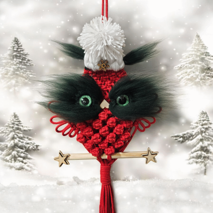 Makramee-Eule aus Baumwollgarn