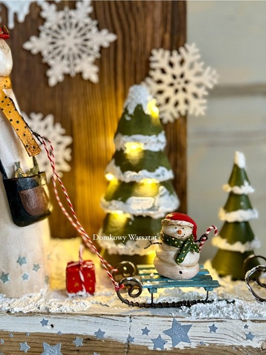 Schneemann-Familie – Handgemachte Weihnachtsdekoration aus Holz