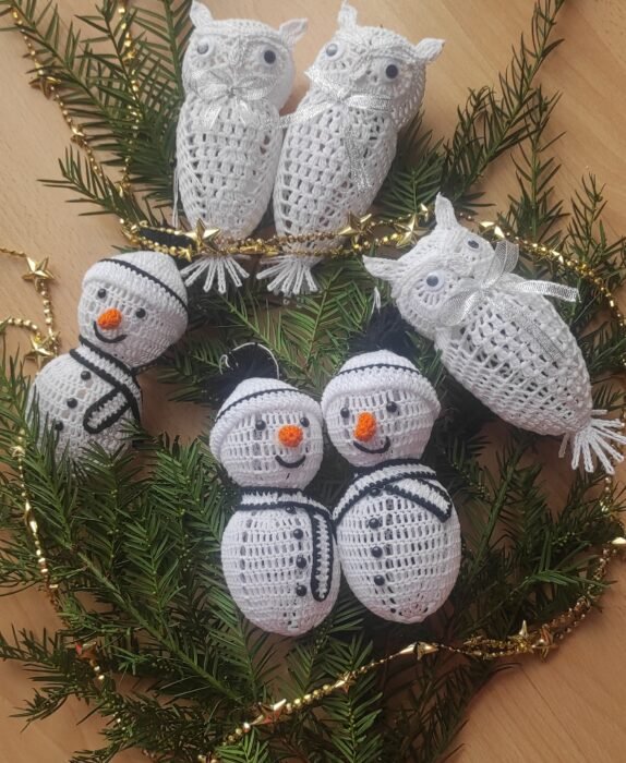 Weihnachtsanhänger – Eulen & Schneemänner