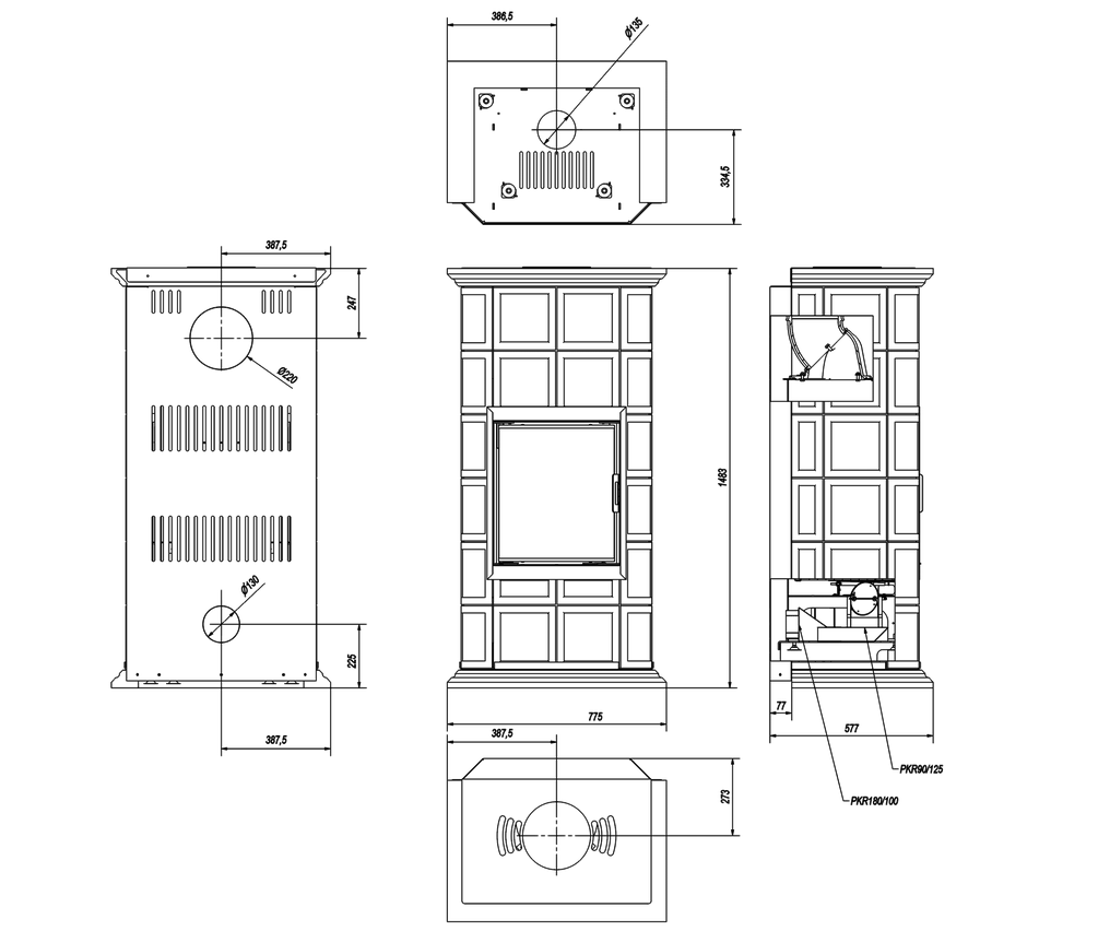 Kachelkamin weiss 7 KW