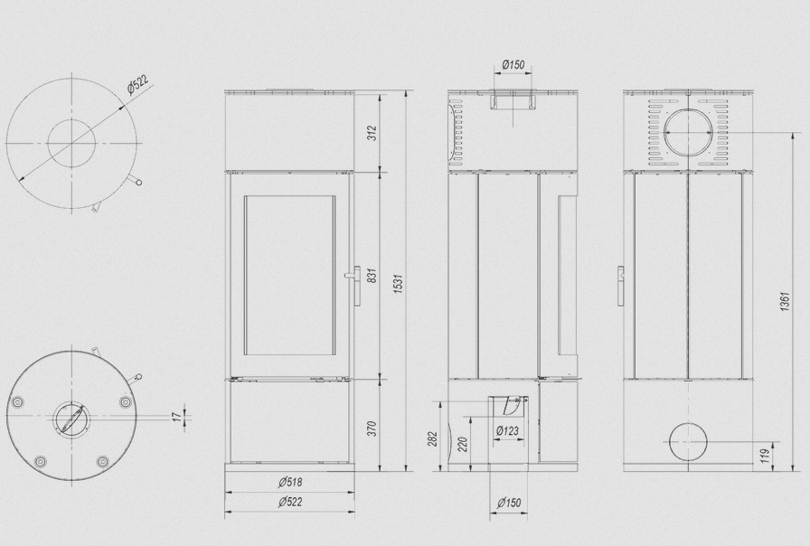 Kaminofen Stahl 10 KW rund