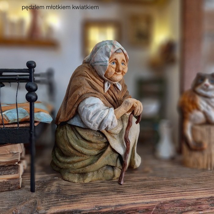 Rustikale Miniatur-Szene Großmutters Stube